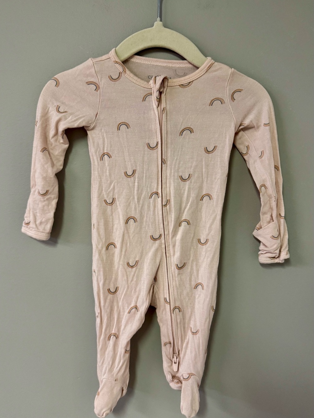 Carter's Blush Pink Footed One-Piece with Rainbow Motif